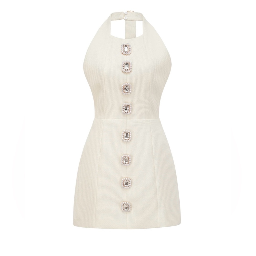 Elegant White Halter Dress